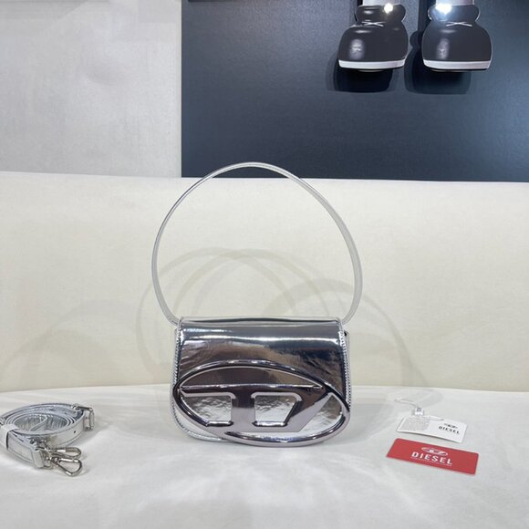 Diesel Silver Simple Brand Logo Shoulder Bag - Picture 2 of 9